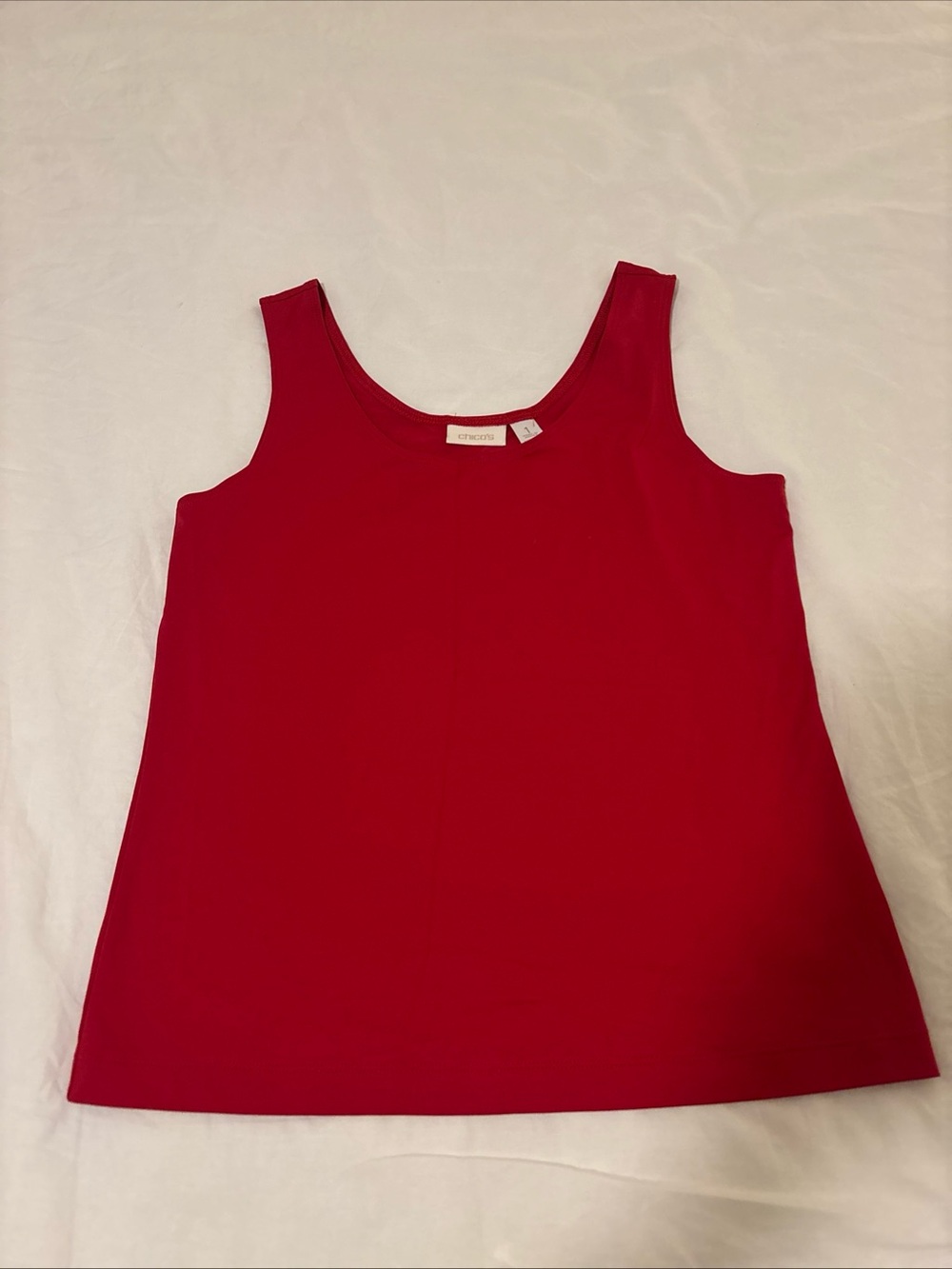 Women’s Chico's Size 1 Tank Top, Nylon Scoop Neck Dark Red EUC